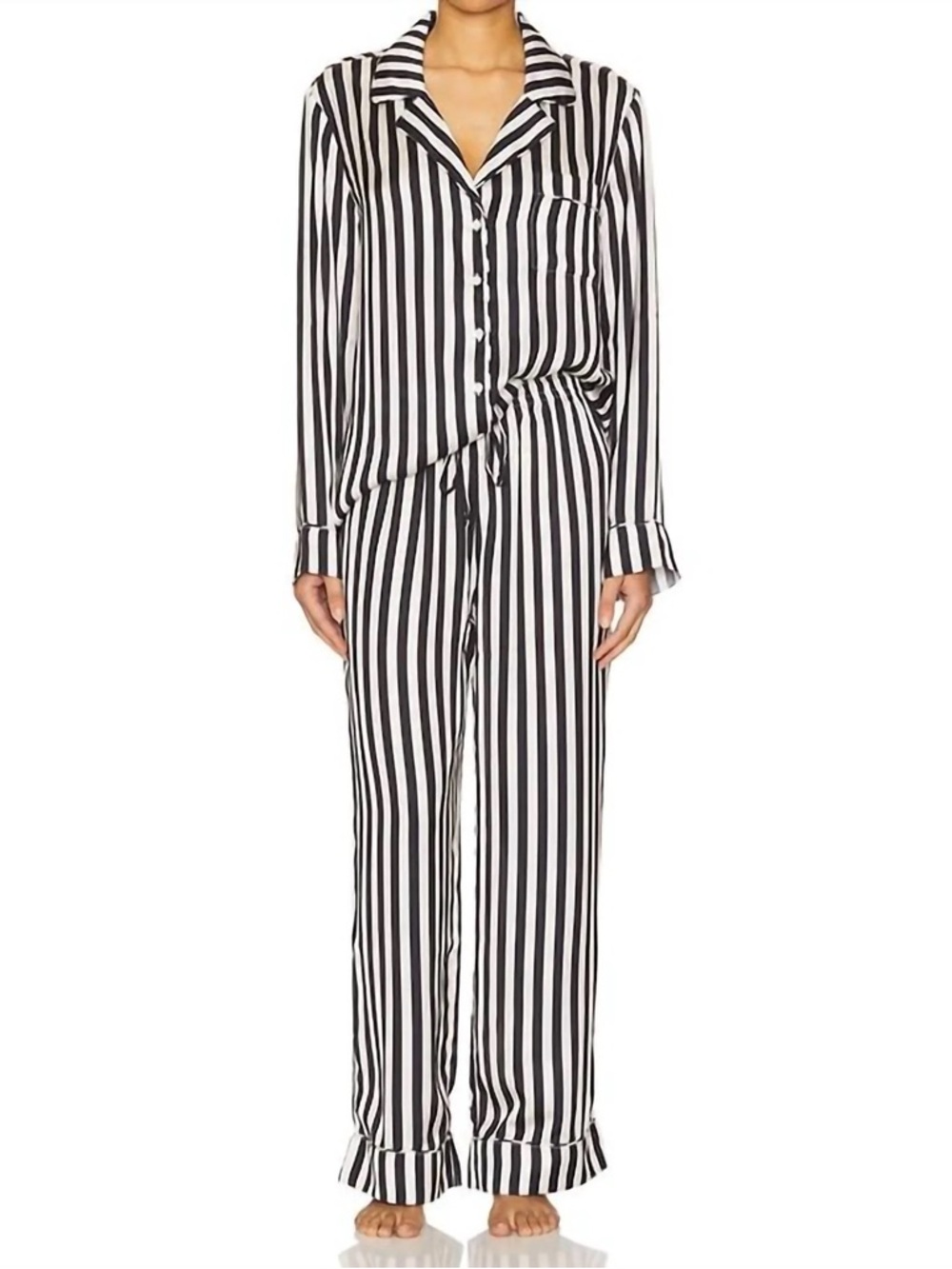 NWT Show Me Your MuMu Black and White Vertical Stripe Pajama Set